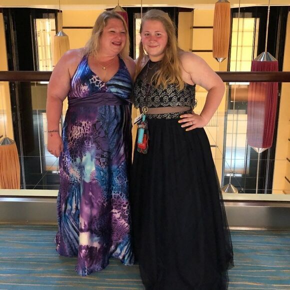 Teeze Me Nights Formal Blue Dress Maxi Prom Like New Size 15 - Picture 3 of 16